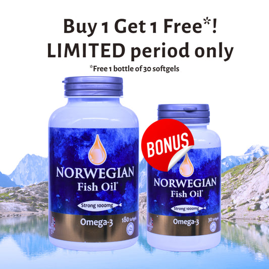 Norwegian Fish Oil Omega-3 (180 Softgels) | Buy 1 Get 1 Free