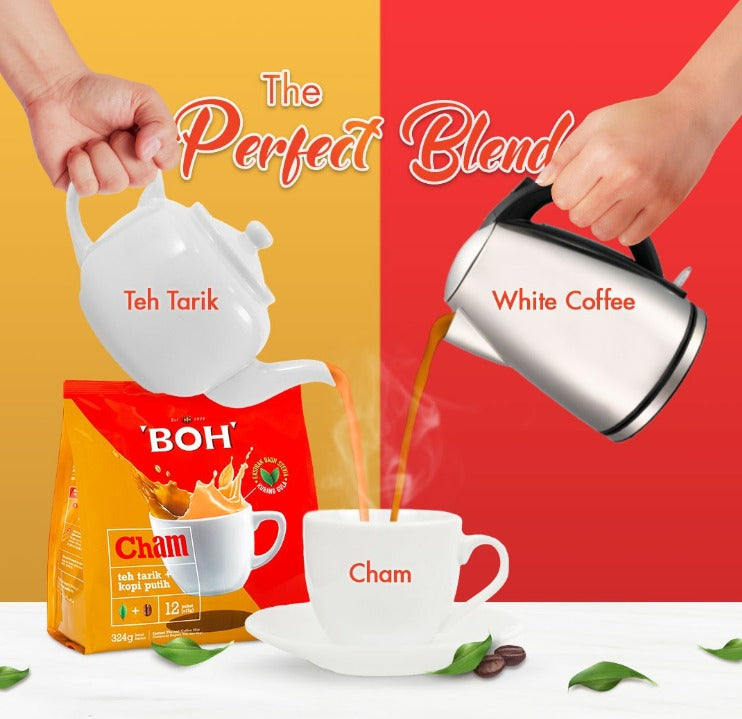 Boh Cham (Teh Tarik + White Coffee) and Products