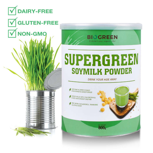 Biogreen Supergreen Soymilk (Organic Wheatgrass and Barleygrass)